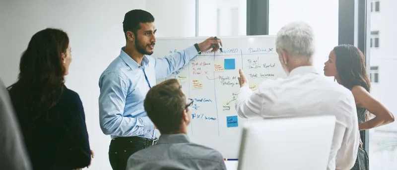 group of business colleagues meeting in an office